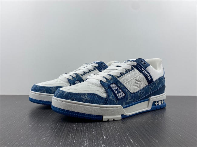 Luis Vitton LV Trainer Monogram Denim White Blue 1A9JGN